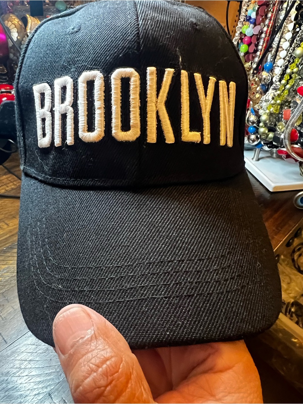 Brooklyn Embroidered Black Baseball Cap